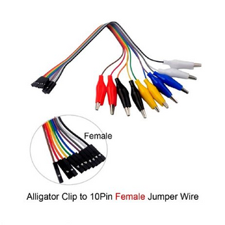 10Pin Alligator Clips Jumper Wires Crocodile Dupont Line with Male Connector Cable for DIY Connection – 20cm