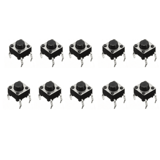 4-Pins DIP Momentary Square Tactile Push Button Switch 10 Pieces - 6x6x5mm