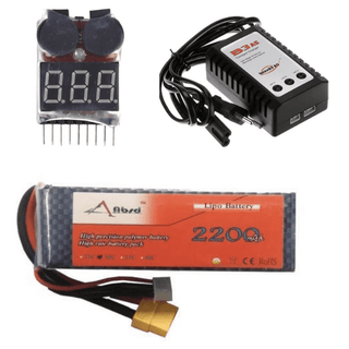 11.1V 25C 2200 mAh ABSD Lipo Battery With B3AC Lipo Battery Charger And QP38 1-8S Li-Po Battery Voltage Tester