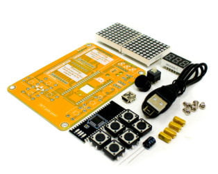 Orange -Electronic DIY Kit MCU Computer Game Machine DIY Snake Electronic for Tetris/Snake/Plane/RacingDot Matrix Game Kit Electronica