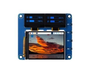 Waveshare Raspberry Pi OLED/LCD HAT, Onboard 2inch IPS LCD Main Screen and Dual 0.96inch Blue OLED Secondary Screens