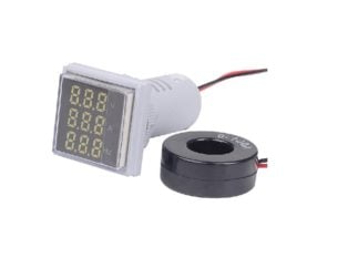 White AC20-500V 0-100A 0- 100Hz AD16-22FVAH Square Cover LED Voltage Current Hertz 3 in 1 Indicator